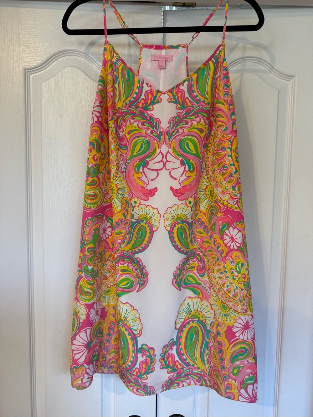 Lilly Pulitzer Pink Green Yellow Paisley Midi Slip Dress